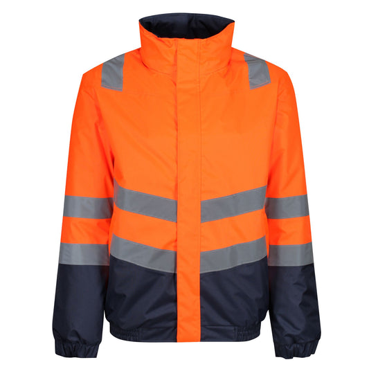 Orange-Navy - Front - Regatta Professional Mens Waterproof Hi-Vis Jacket