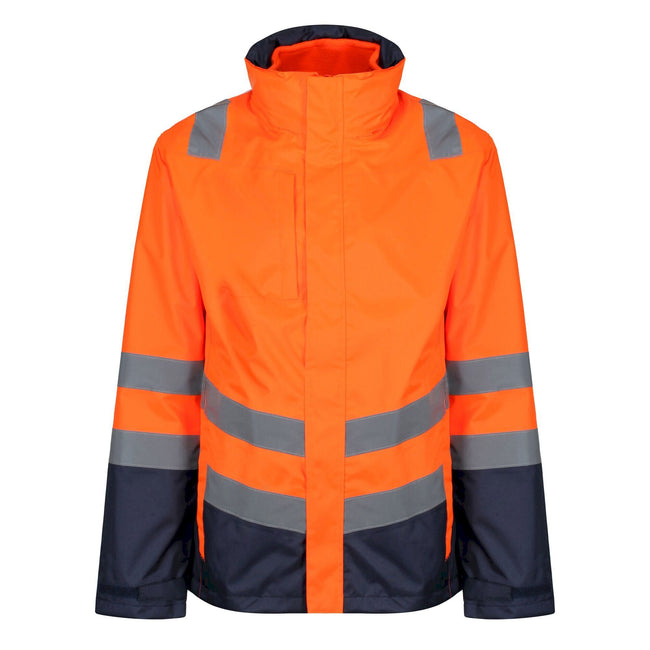 Orange-Navy - Front - Regatta Professional Mens 3 in 1 Hi-Vis Jacket