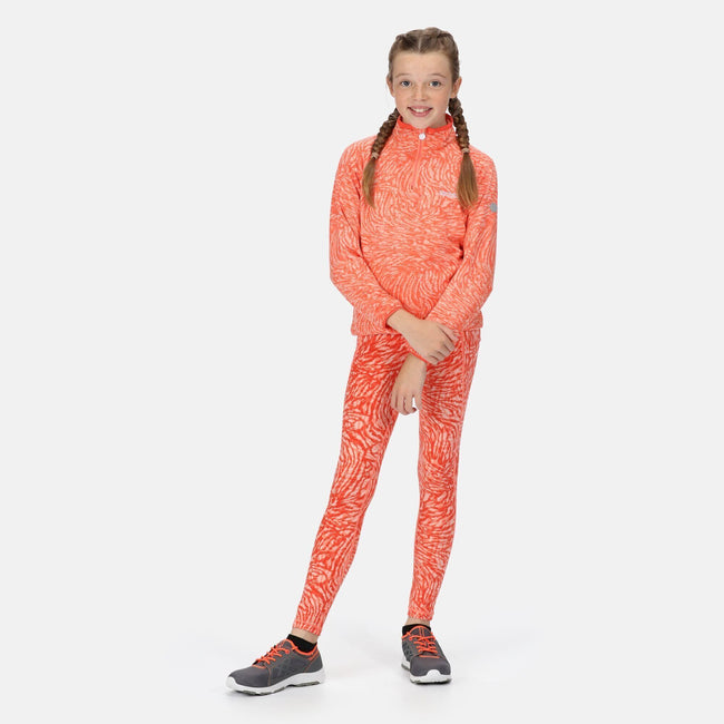 Fusion Coral - Back - Regatta Childrens-Kids Highton Animal Print Half Zip Fleece Top