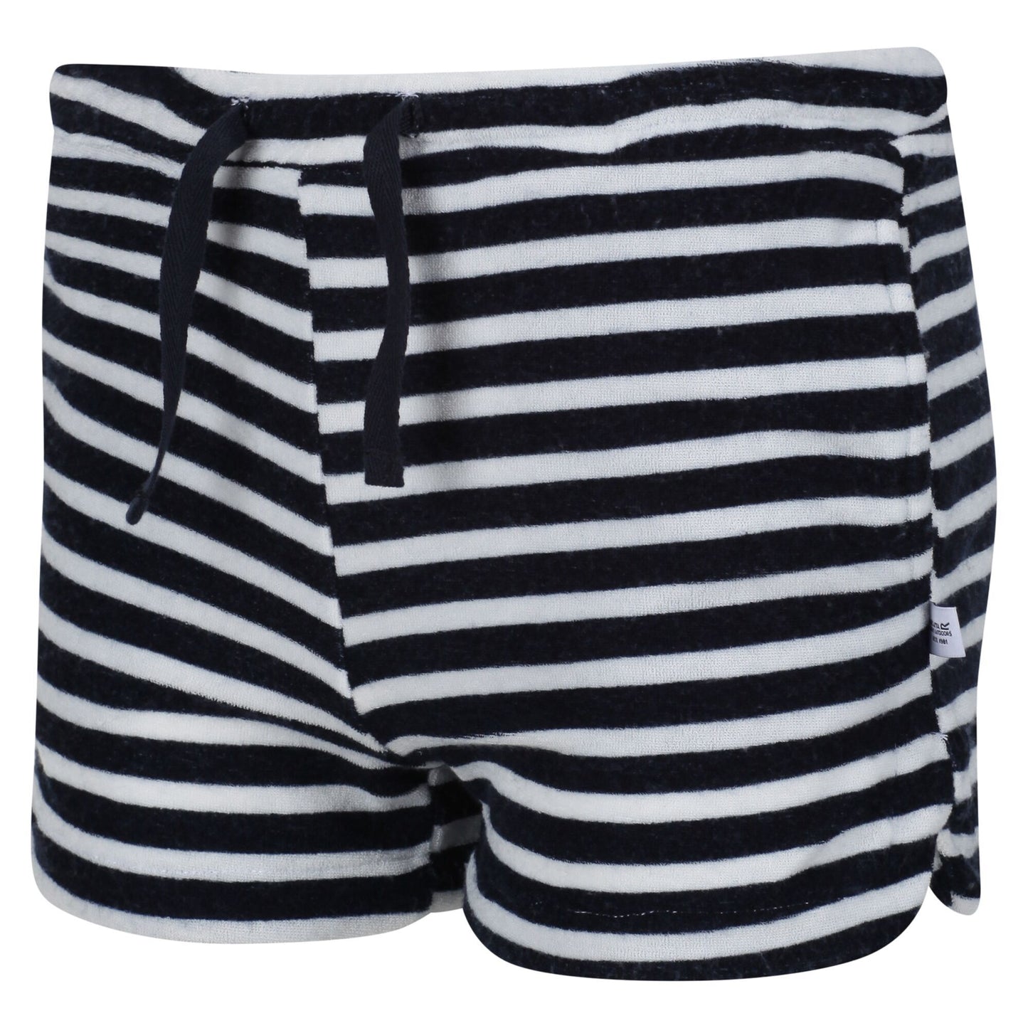 Navy-White - Close up - Regatta Childrens-Kids Dayana Towelling Stripe Casual Shorts