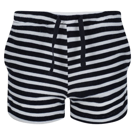 Navy-White - Front - Regatta Childrens-Kids Dayana Towelling Stripe Casual Shorts