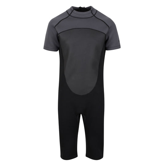Black-Dark Grey - Front - Regatta Mens Shorty Wetsuit
