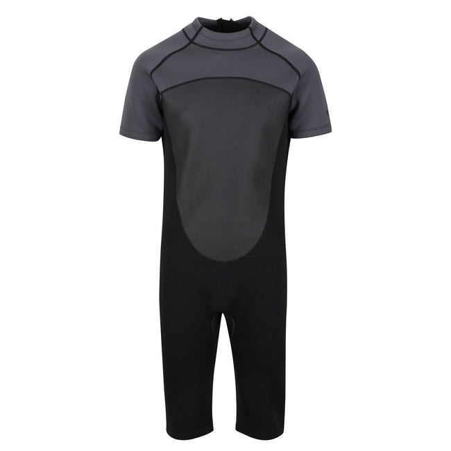 Black-Dark Grey - Front - Regatta Mens Shorty Wetsuit
