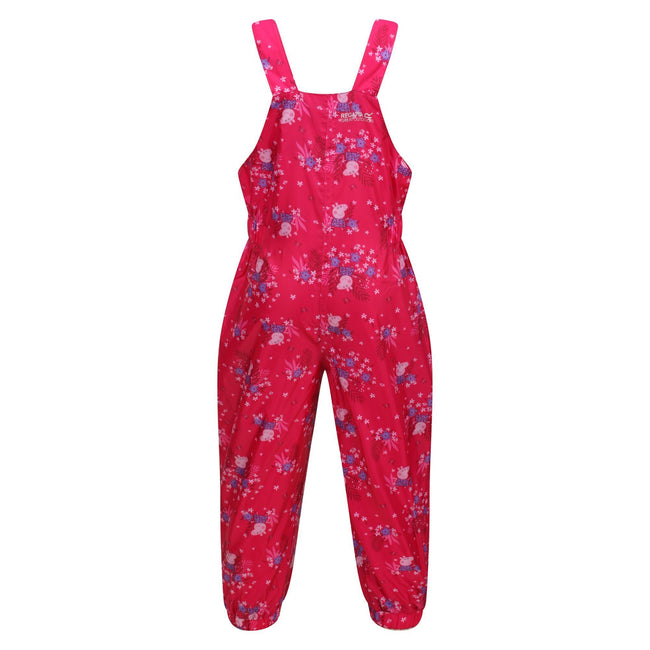 Pink Fusion - Back - Regatta Childrens-Kids Muddy Puddle Peppa Pig Floral Dungarees