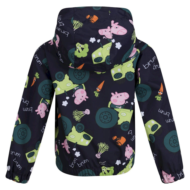 Navy - Side - Regatta Childrens-Kids Peppa Pig Tractor Waterproof Jacket