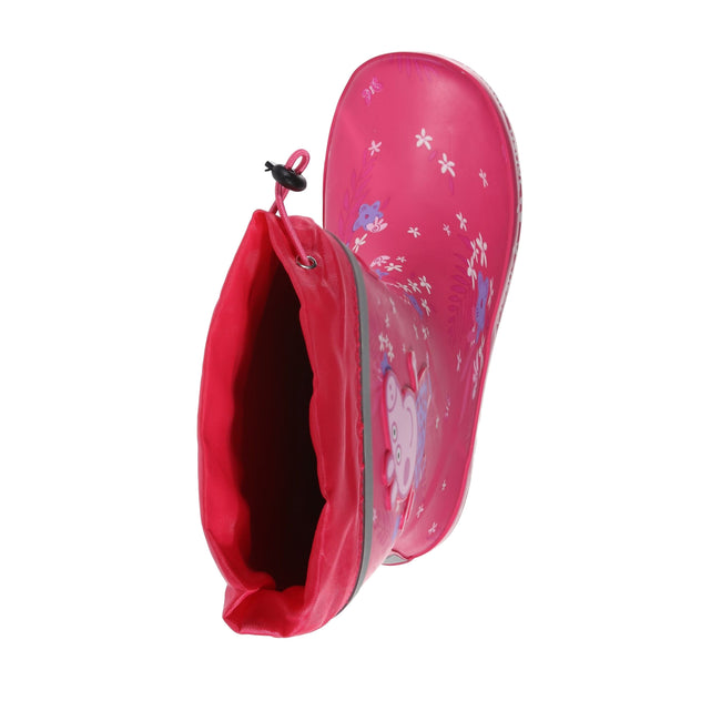 Pink Fusion - Close up - Regatta Childrens-Kids Splash Peppa Pig Tropical Wellington Boots