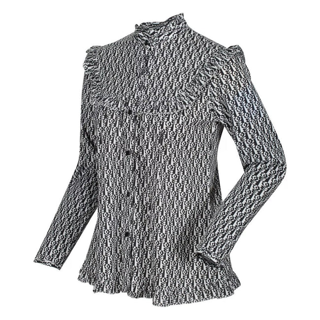 Vase Black - Side - Regatta Womens-Ladies Orla Kiely Stem Print Ruffles Blouse