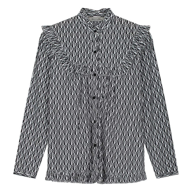 Vase Black - Front - Regatta Womens-Ladies Orla Kiely Stem Print Ruffles Blouse