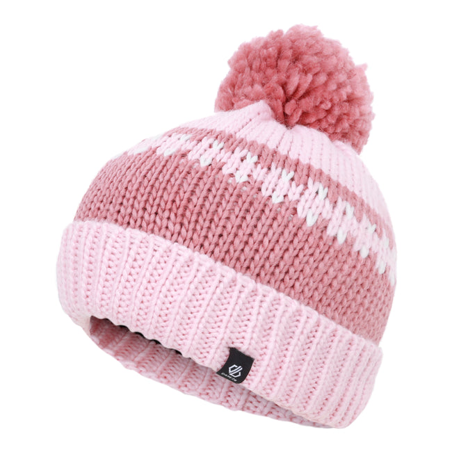 Dusty Rose-Crystal Rose - Front - Dare 2B Childrens-Kids Boffin II Bobble Beanie