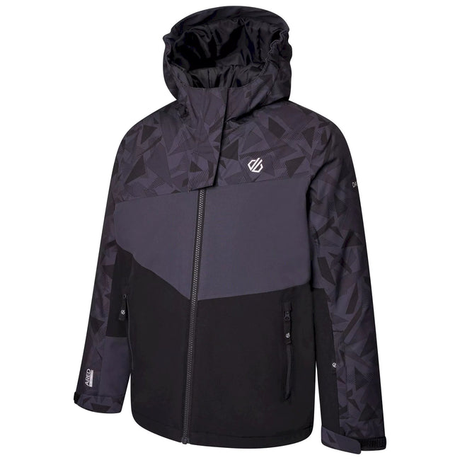 Black-Ebony Grey - Side - Dare 2B Childrens-Kids Humour II Geometric Ski Jacket