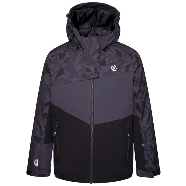 Black-Ebony Grey - Front - Dare 2B Childrens-Kids Humour II Geometric Ski Jacket