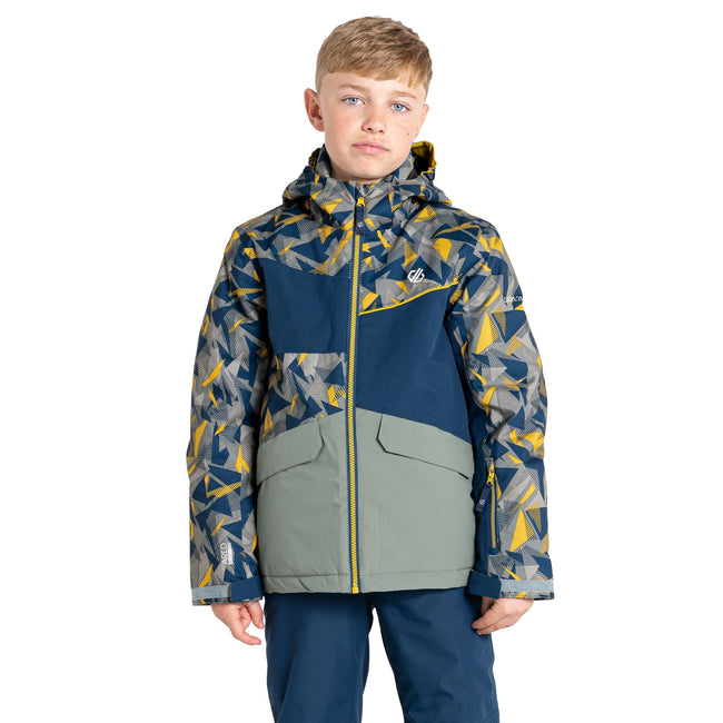 Moss Yellow-Agave Green - Lifestyle - Dare 2B Childrens-Kids Glee II Geometric Ski Jacket
