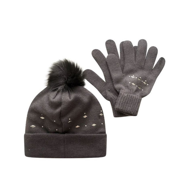 Ash Grey - Back - Dare 2B Womens-Ladies Crystal Hat And Gloves Set