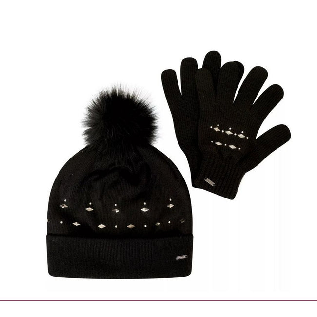 Black - Front - Dare 2B Womens-Ladies Crystal Hat And Gloves Set