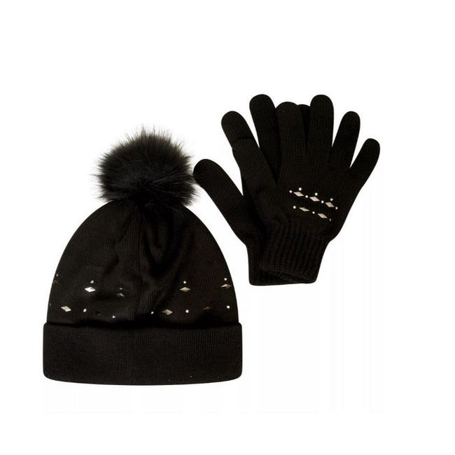 Black - Back - Dare 2B Womens-Ladies Crystal Hat And Gloves Set