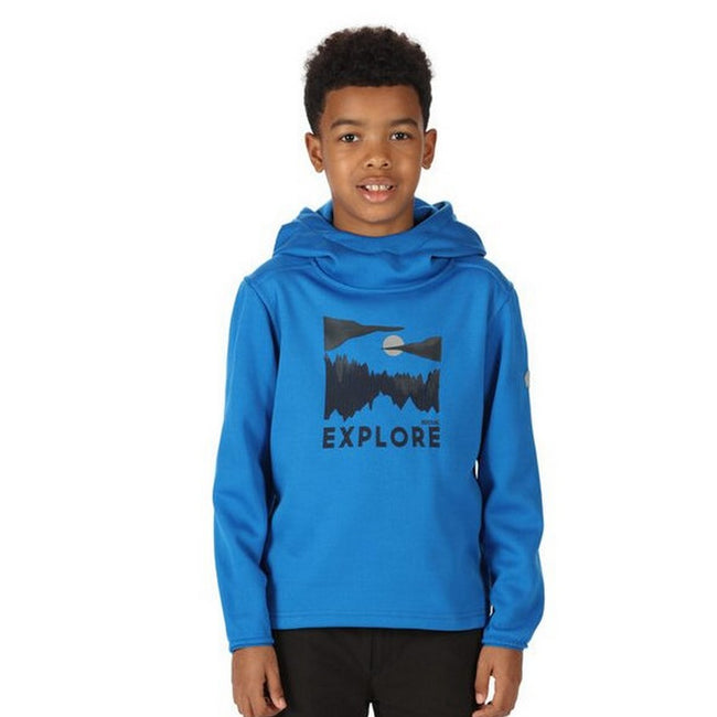 Sky Diver Blue - Side - Regatta Childrens-Kids Highton Printed Hoodie