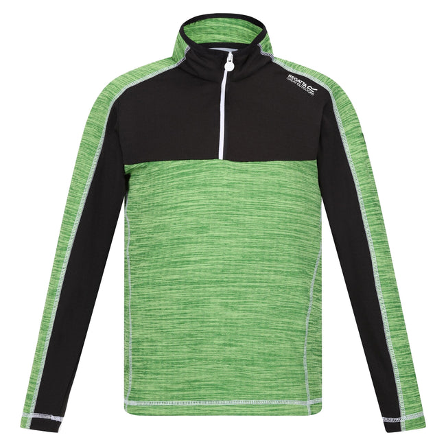 Jasmine Green-Black - Side - Regatta Childrens-Kids Hewley Recycled Half Zip Fleece Top