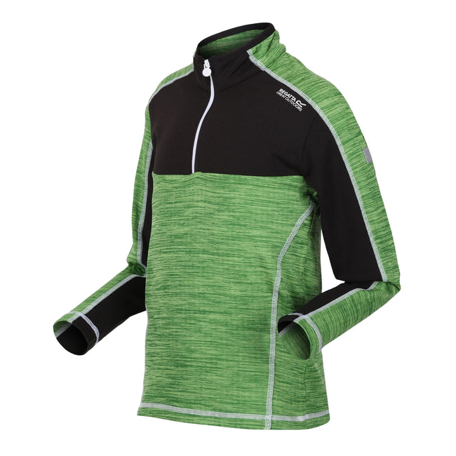 Quiet Green-Seal Grey - Front - Regatta Childrens-Kids Hewley Recycled Half Zip Fleece Top