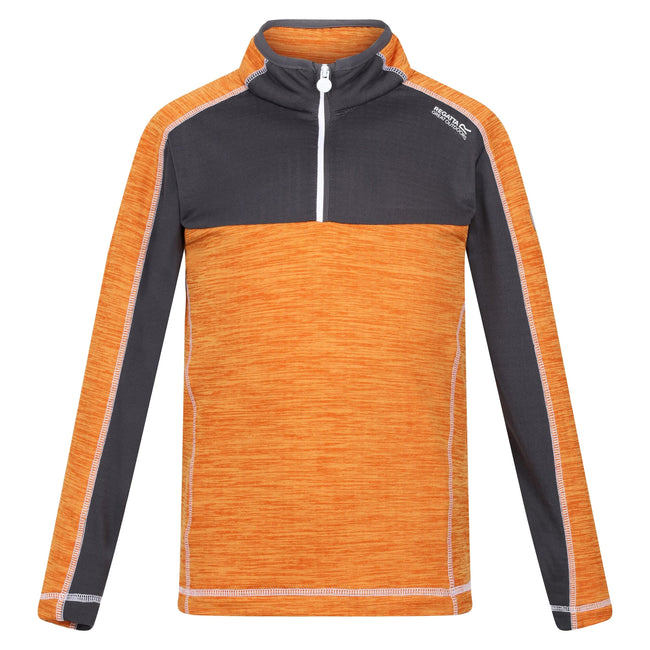Orange Pepper-Seal Grey - Front - Regatta Childrens-Kids Hewley Recycled Half Zip Fleece Top
