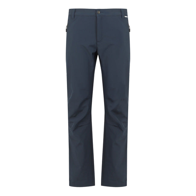 Navy - Front - Regatta Great Outdoors Mens Adventure Tech Geo II Wind Resistant Long Leg Softshell Trousers