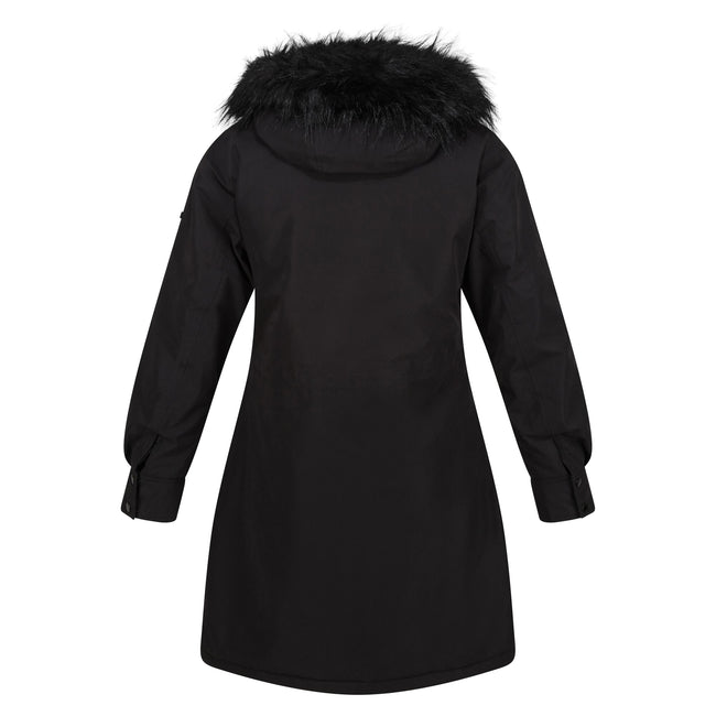 Black - Back - Regatta Womens-Ladies Shiloh Faux Fur Trim Parka