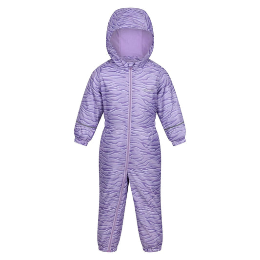 Pansy - Front - Regatta Childrens-Kids Splat II Zebra Print Waterproof Puddle Suit