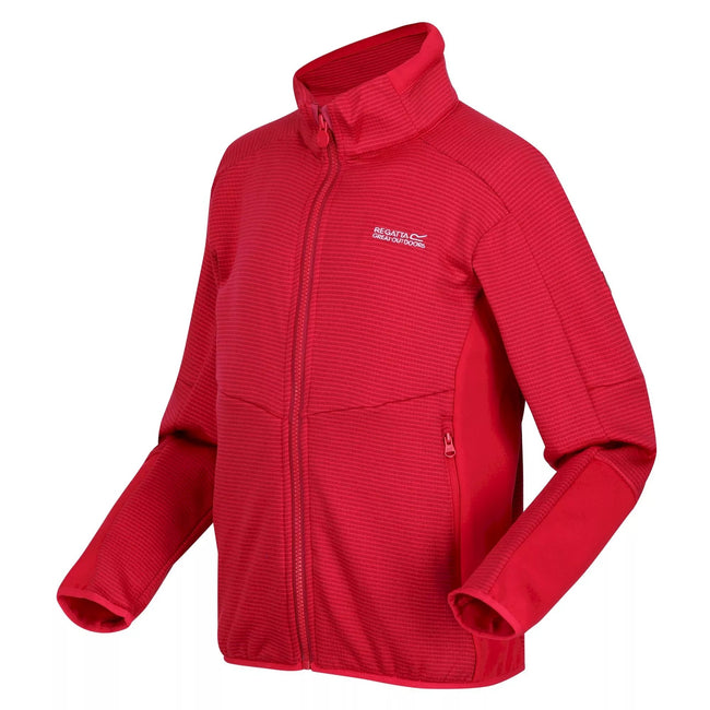 Berry Pink-Pink Potion - Side - Regatta Childrens-Kids Highton III Full Zip Fleece Jacket