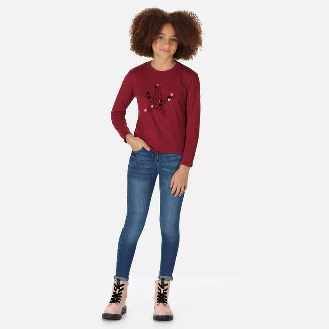 Dark Pimento - Pack Shot - Regatta Childrens-Kids Wenbie III Stars Long-Sleeved T-Shirt