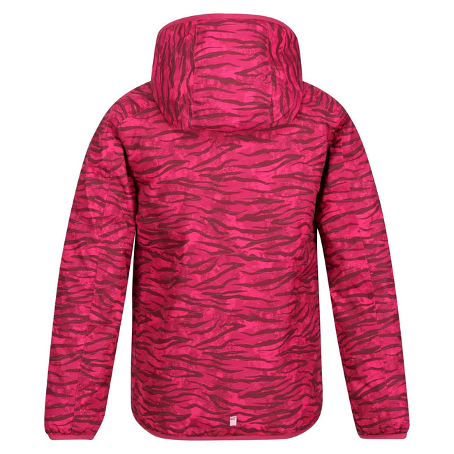 Berry Pink - Back - Regatta Childrens-Kids Volcanics VI Zebra Print Waterproof Jacket