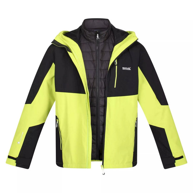 Black-Bright Kiwi - Pack Shot - Regatta Mens Wentwood VII 3 in 1 Waterproof Jacket