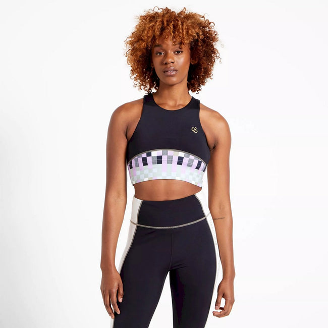 Black - Lifestyle - Dare 2B Womens-Ladies Henry Holland Mingle Checkerboard Sports Bra