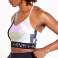 White - Side - Dare 2B Womens-Ladies Henry Holland Free Spirit Hero Stripes Sports Bra