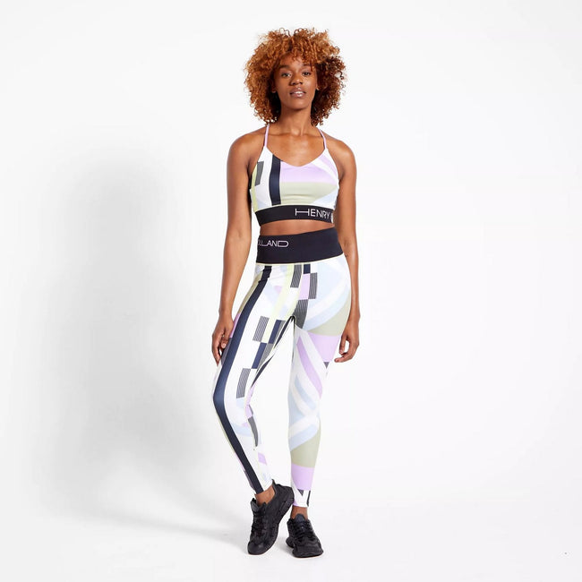 White - Pack Shot - Dare 2B Womens-Ladies Henry Holland Free Spirit Hero Stripes Sports Bra