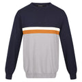Navy-Storm Grey - Front - Regatta Mens Kaelen Colour Block Knitted Jumper