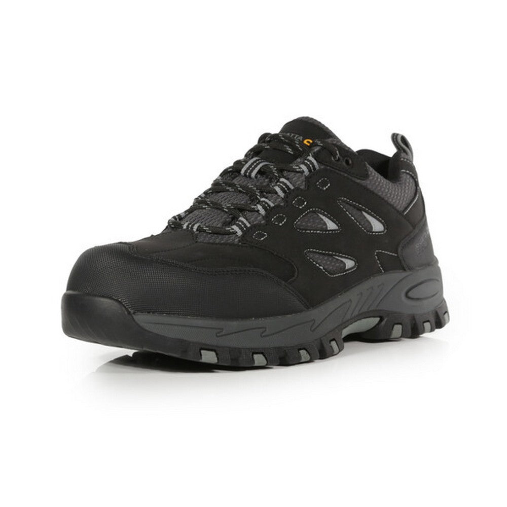 Black-Granite - Close up - Regatta Professional Mens Nubuck Safety Trainers