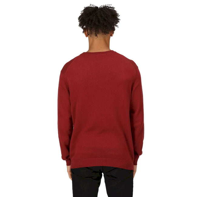 Syrah Red - Close up - Regatta Mens Kaelen Jersey Knitted Jumper