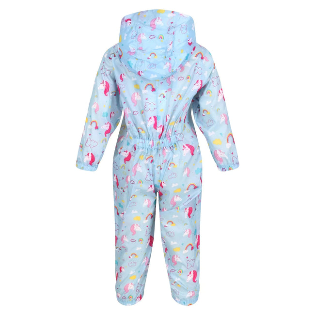 Blue - Back - Regatta Childrens-Kids Unicorn Waterproof Puddle Suit