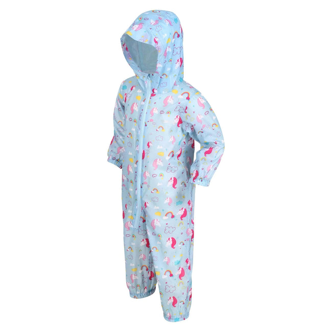 Blue - Side - Regatta Childrens-Kids Unicorn Waterproof Puddle Suit