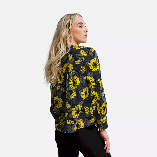 Heligan Yellow - Pack Shot - Regatta Womens-Ladies Orla Kiely Floral Bibbed Blouse