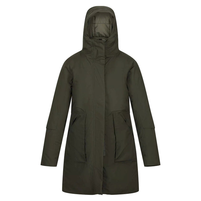Dark Khaki - Front - Regatta Womens-Ladies Yewbank II Waterproof Parka