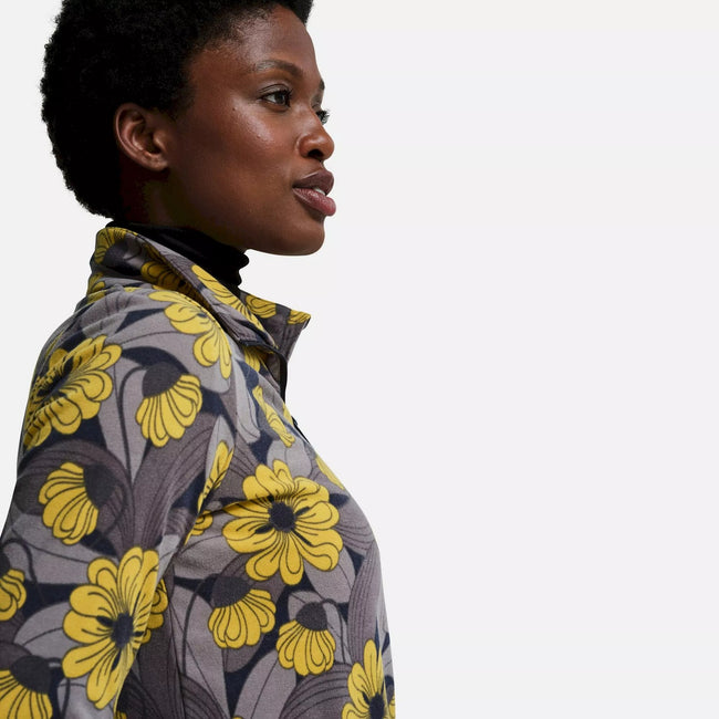 Heligan Yellow - Close up - Regatta Womens-Ladies Orla Kiely Floral Fleece Top