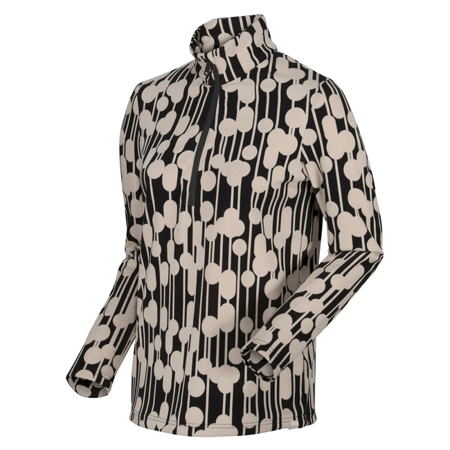Reflective Black - Side - Regatta Womens-Ladies Orla Kiely Trees Zip Neck Fleece Top