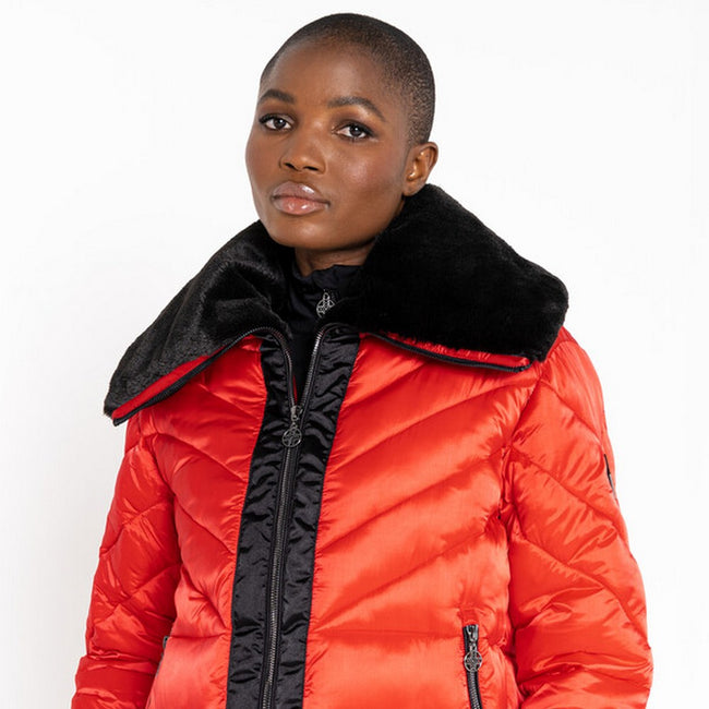 Volcanic Red - Lifestyle - Dare 2B Womens-Ladies Julien Macdonald Suppression Contrast Panel Padded Jacket