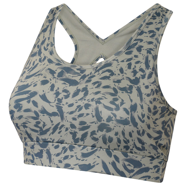 Lilypad Green - Side - Dare 2B Womens-Ladies Fleur East Edit Swift Animal Print Sports Bra