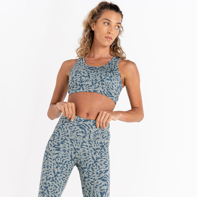 Lilypad Green - Lifestyle - Dare 2B Womens-Ladies Fleur East Edit Swift Animal Print Sports Bra