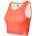Neon Peach - Side - Dare 2B Womens-Ladies Fleur East Edit Move Logo High-Neck Sports Bra