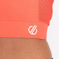 Neon Peach - Pack Shot - Dare 2B Womens-Ladies Fleur East Edit Move Logo High-Neck Sports Bra