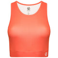 Neon Peach - Front - Dare 2B Womens-Ladies Fleur East Edit Move Logo High-Neck Sports Bra