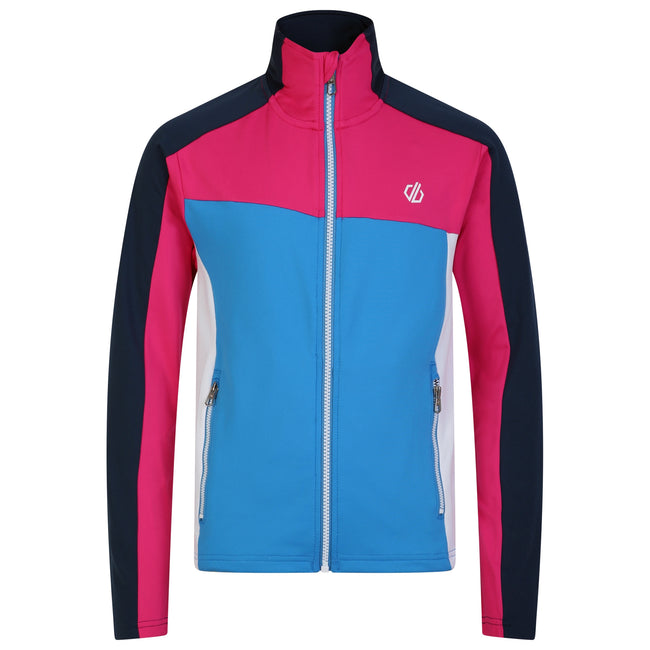 Swedish Blue-Pure Pink - Front - Dare 2B Childrens-Kids Emergent Core Stretch Midlayer