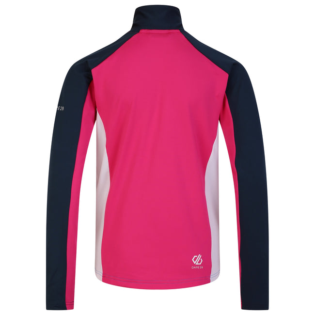 Swedish Blue-Pure Pink - Back - Dare 2B Childrens-Kids Emergent Core Stretch Midlayer
